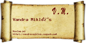 Vandra Miklós névjegykártya